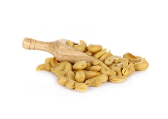 cashew nuts heap on white background