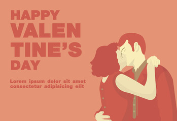 Poster, Flat banner or background for Happy Valentine's Kiss