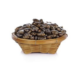 Castor oil seeds - ricinus communis on white background
