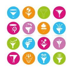 data tunnel icons, filter icons