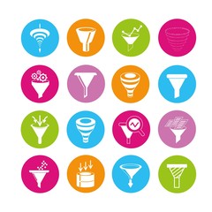 data tunnel icons, filter icons