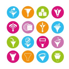 data tunnel icons, filter icons