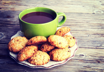 Oatmeal cookies tasty breakfast, cereal in spoon