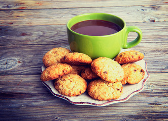 Oatmeal cookies tasty breakfast, cereal in spoon