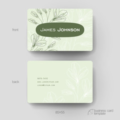 Business card vector template with floral ornament background
