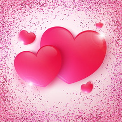 Pink glossy heart, sequins, Valentine's Day