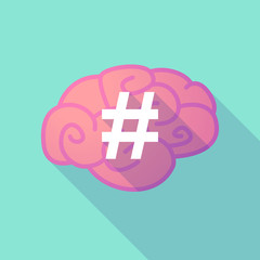 Long shadow brain with  a hash tag