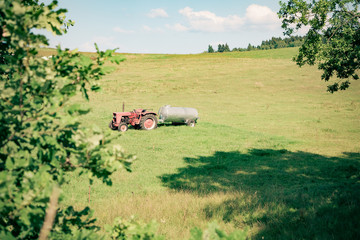 Obraz premium Red Tractor on a field II