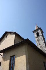 Fototapeta na wymiar Church of Levo under blue sky, Lake Maggiore Italy 