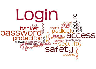 Login, word cloud concept