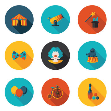 flat icons set circus
