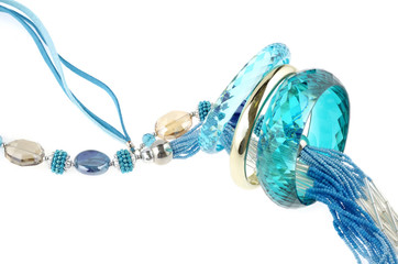 Blue necklace with bracelets - bijouterie advertising