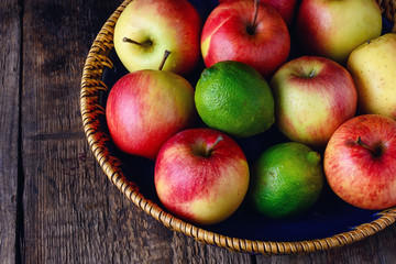 Basket with different fruits