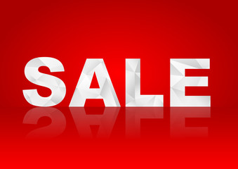 Sale white text on red background with low poly effect