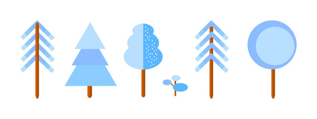 Vector set of winter trees