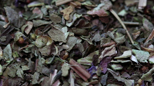 Basil dried spices macro.