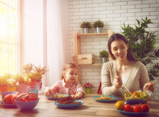 enjoying family dinner