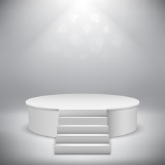 White podium on grey background