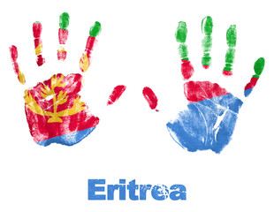 Handabdrücke mit Flagge Eritrea