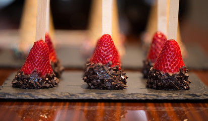 Strawberry with Chocolate Canape