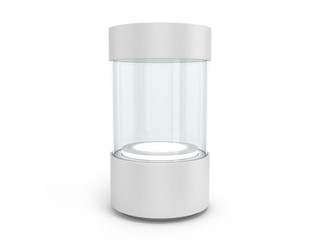 round white Showcases with a pedestal with lighting inside