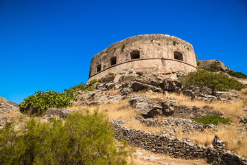 Scenic view of the venetian fortress on the island of Spinalonga