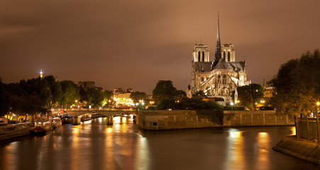 Fototapeta na wymiar Paris - Notre-Dame cathedral in night