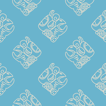 Seamless pattern with glyphs of the Maya periods calendar names for your design