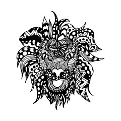 Fototapeta premium hand draw lion head zentangle patterns painted in trendy colors 