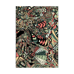 Hand draw abstract floral painted in trendy colors zentangle, Doodle