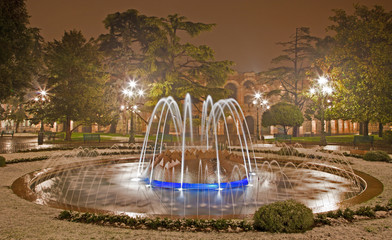 Verona - Fountain from Piazza Bra at night