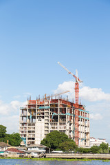 Construction cranes building