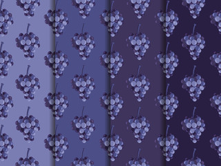 Bunch of grapes. Set of seamless patterns. Wallpapers with grapes.