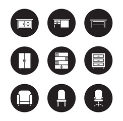Furniture black icons set
