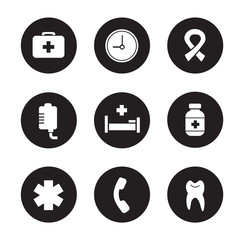 Fototapeta premium Hospital black icons set