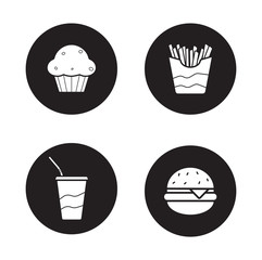 Fast food  black icons set