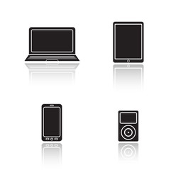 Modern gadgets drop shadow icons set