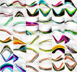 Set of blurred flowing waves backgrounds