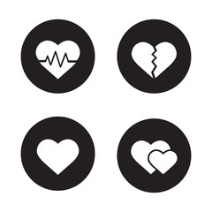 Heart shapes black icons set