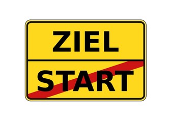 Ortsschild Ziel Start