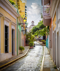 Colorful street in old San Juan, Puerto Rico