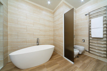 Naklejka na ściany i meble bathroom interior rooms of the hotel, with a bath, toilet and a