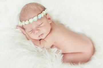 Close-up portrait of a beautiful sleeping baby.