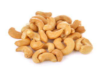 Cashews on white background