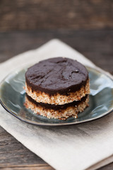 Raw vegan cake with chocolate