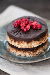 Raw vegan cake with chocolate