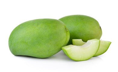 green mango on white background