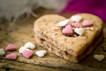 cake in the shape of a heart with decoration