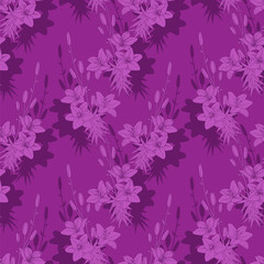 Seamless vector floral pattern texture with lilies on violet background