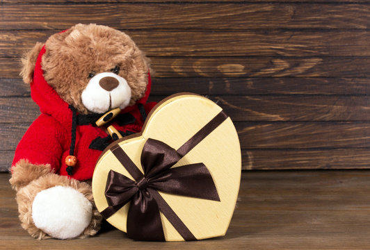 Heart Gift box and teddy bear